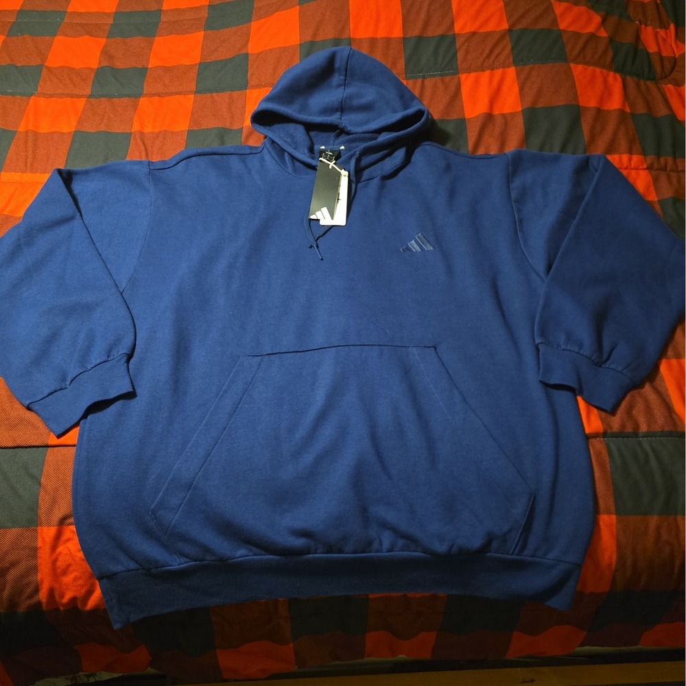 Adidas Men's Fleece Essentials Hoodie, Dark Blue, Size X-Large Brand New